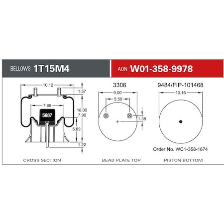 Firestone Air Spring - Rear, Air Suspension, W013589978 W013589978